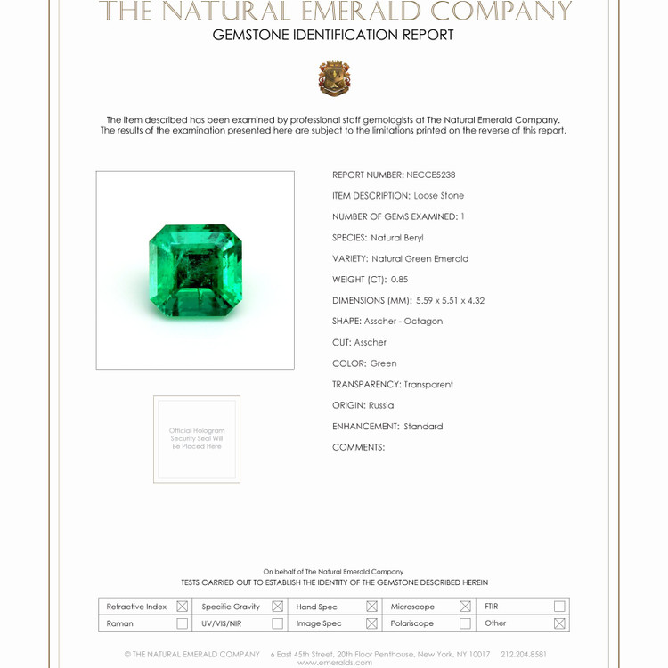0.85 Ct. Emerald from Russia