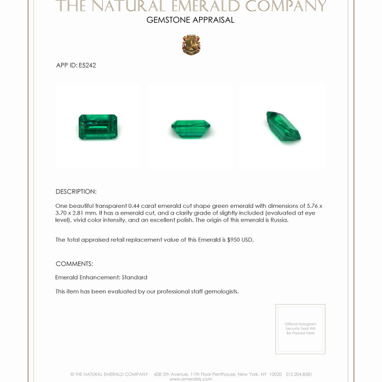 0.44 Ct. Emerald from Russia