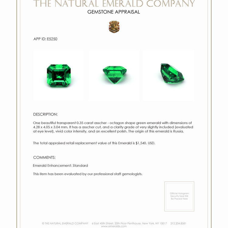 0.35 Ct. Emerald from Russia