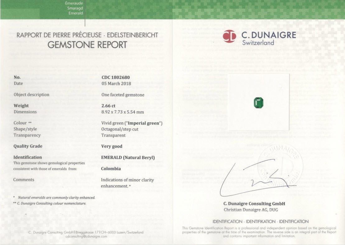 2.66 Ct. Emerald from Colombia