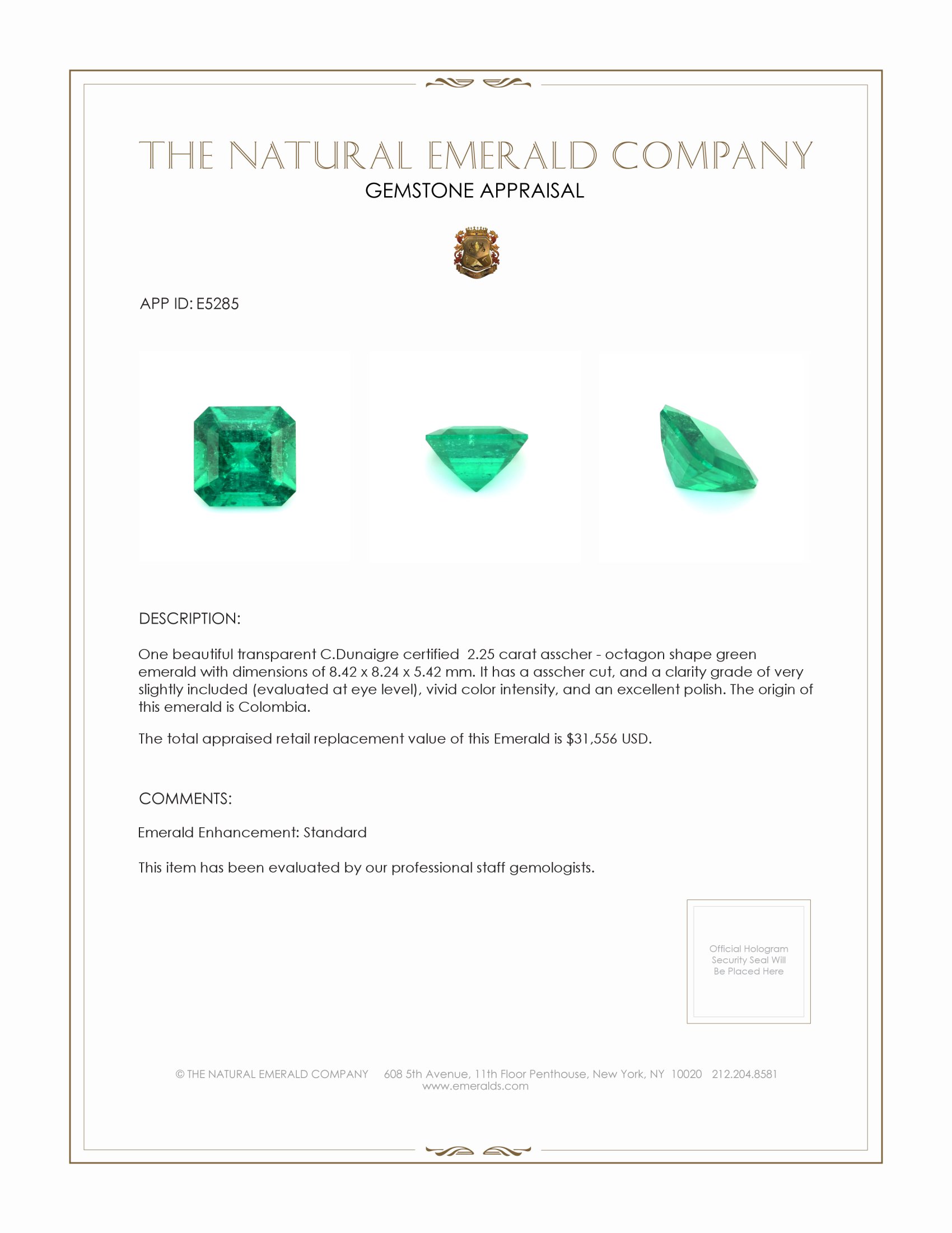 2.25 Ct. Emerald from Colombia