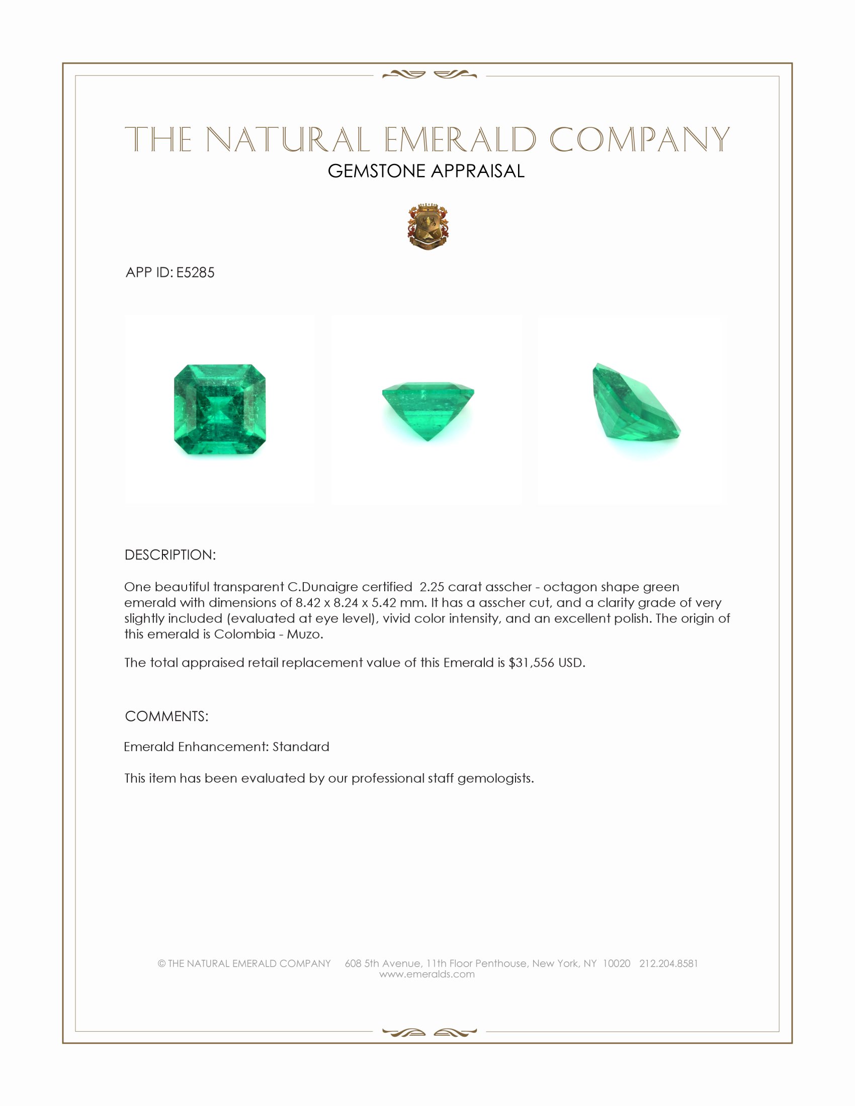 2.25 Ct. Emerald from Colombia - Muzo