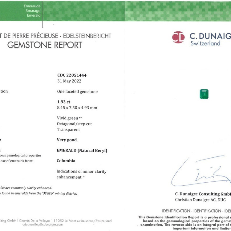 1.93 Ct. Emerald from Colombia