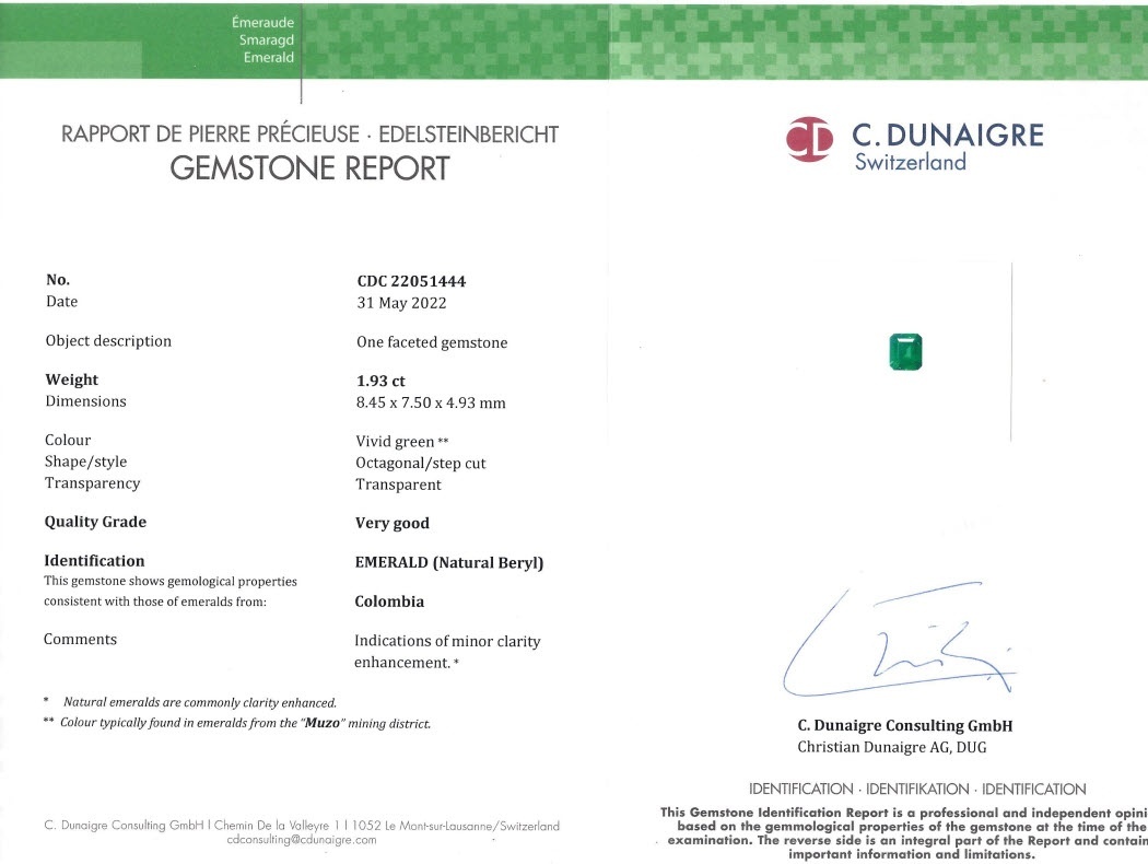 1.93 Ct. Emerald from Colombia