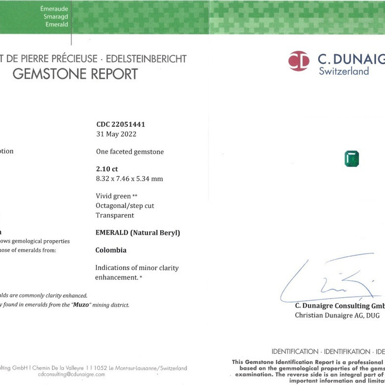 2.10 Ct. Emerald from Colombia