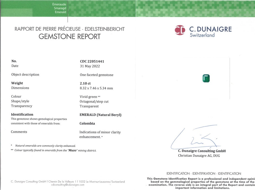 2.10 Ct. Emerald from Colombia