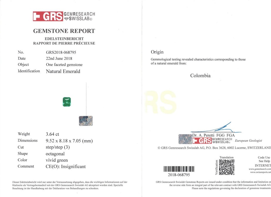 3.64 Ct. Emerald from Colombia
