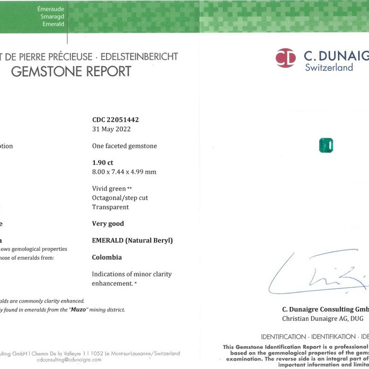 1.90 Ct. Emerald from Colombia