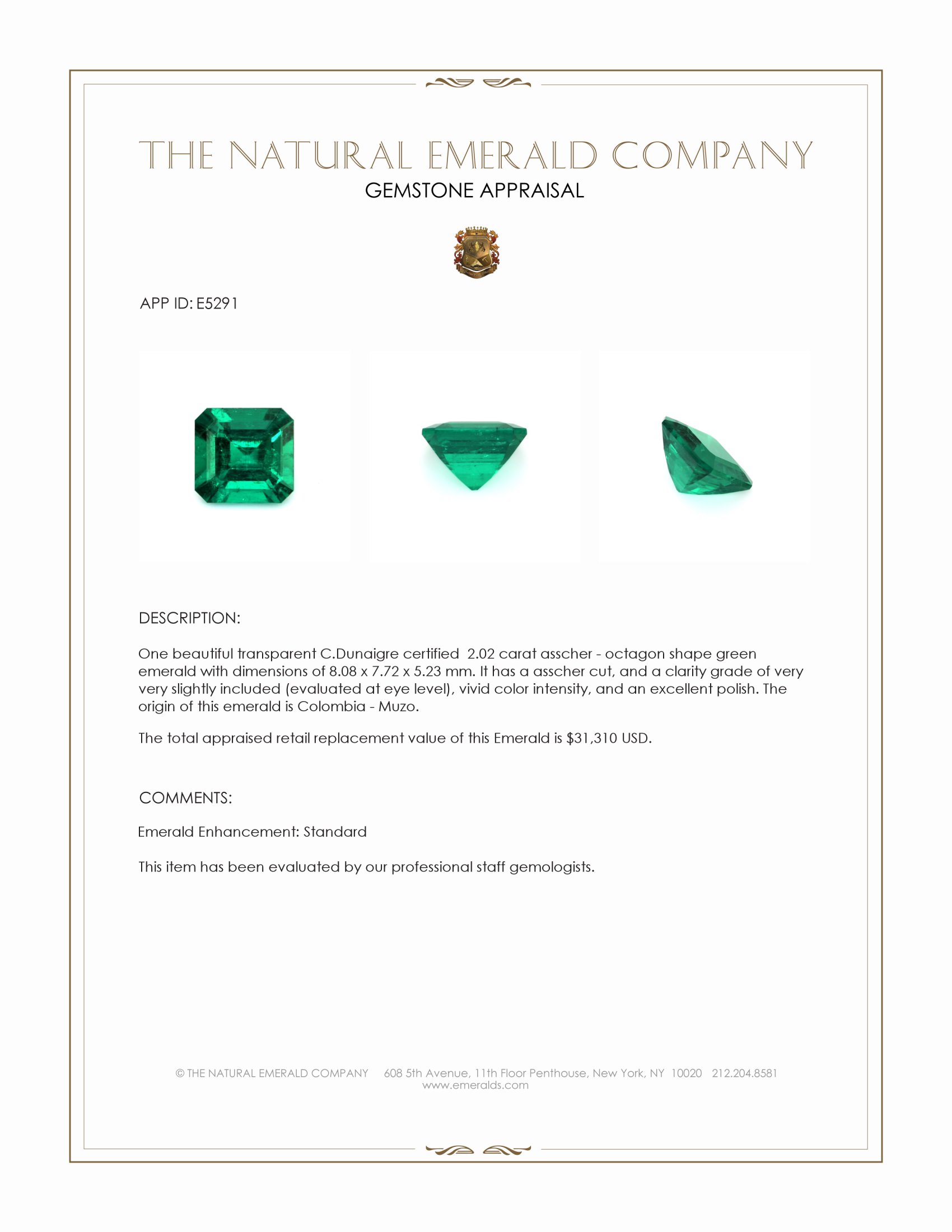2.02 Ct. Emerald from Colombia - Muzo