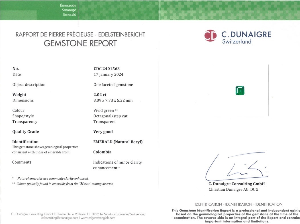 2.02 Ct. Emerald from Colombia