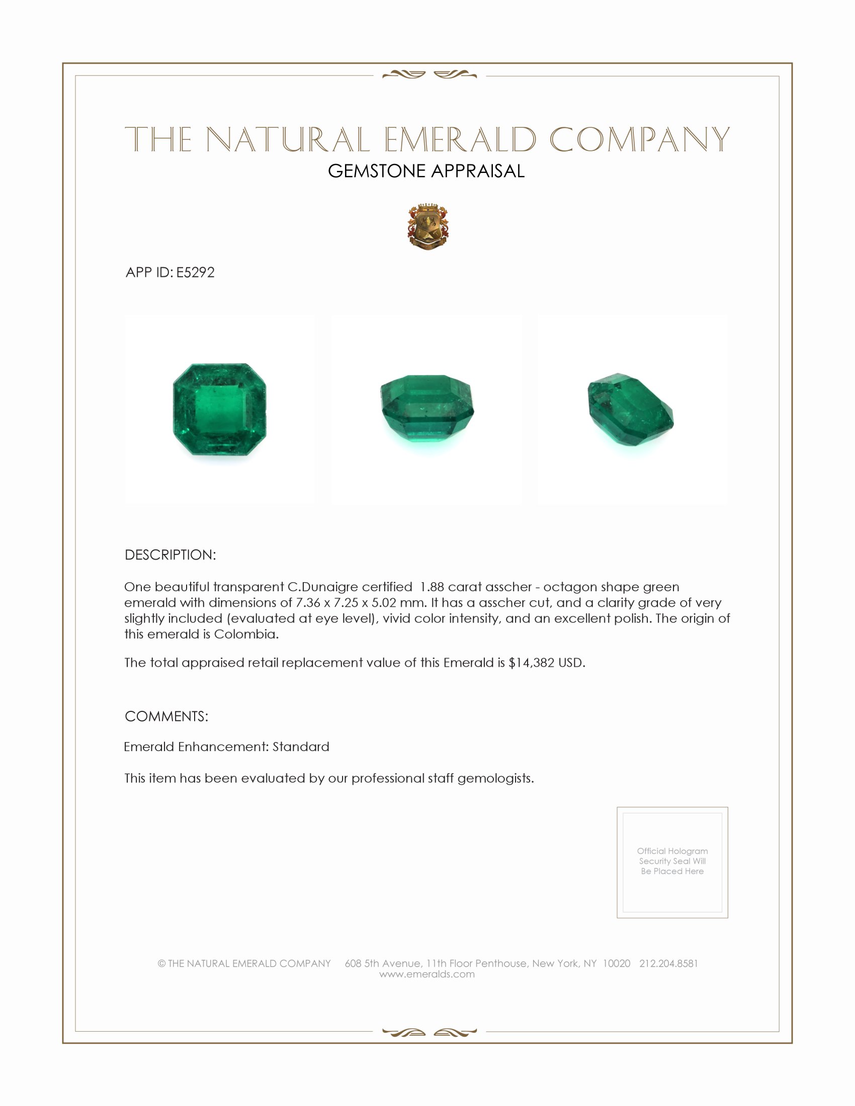 1.88 Ct. Emerald from Colombia