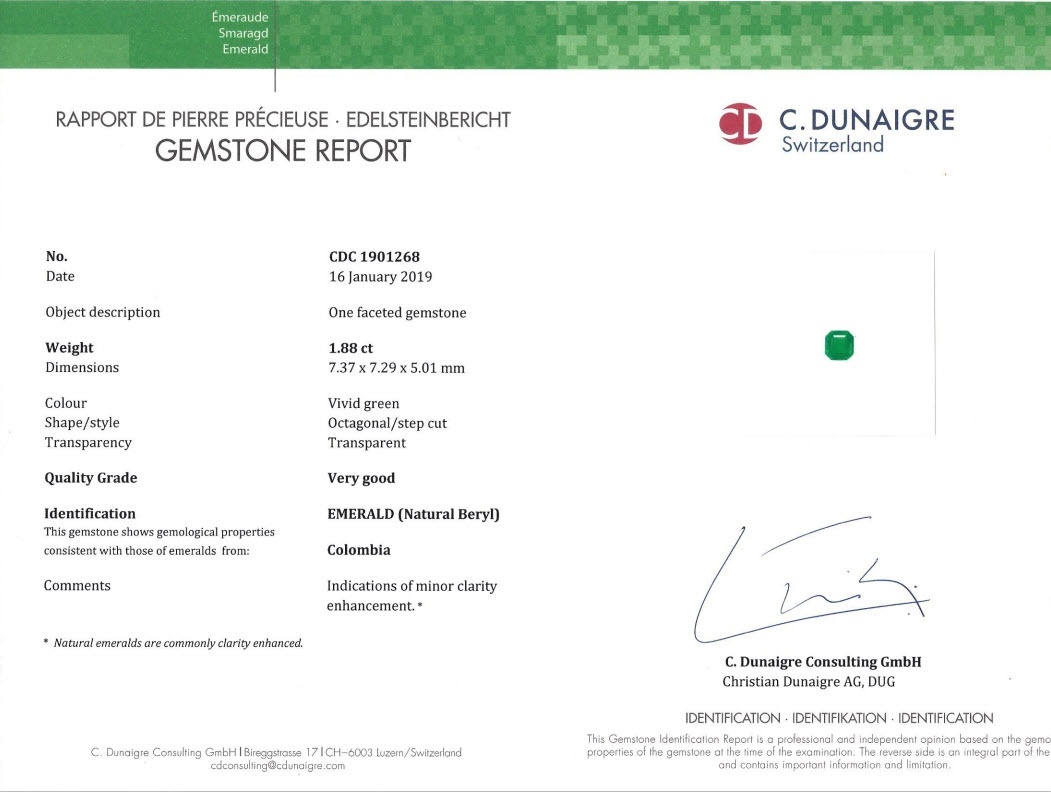 1.88 Ct. Emerald from Colombia