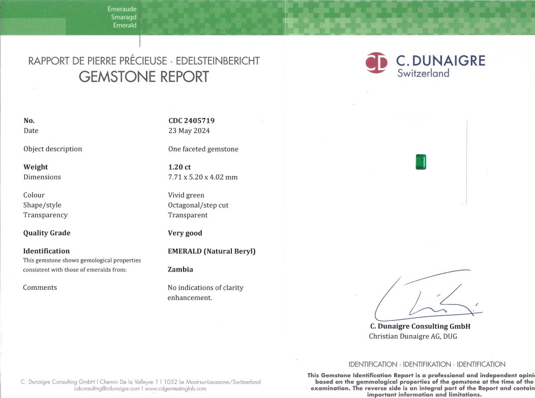 1.20 Ct. Emerald from Zambia