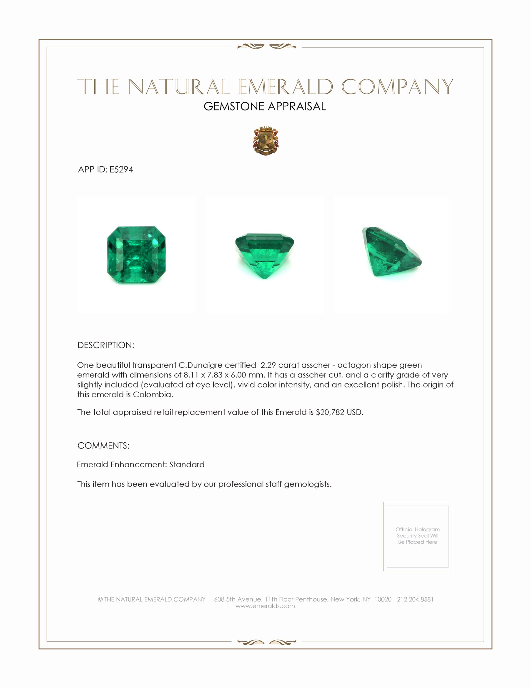 2.29 Ct. Emerald from Colombia - Muzo