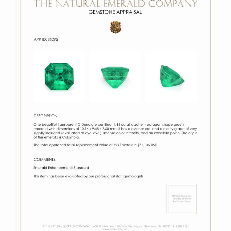 4.44 Ct. Emerald from Colombia