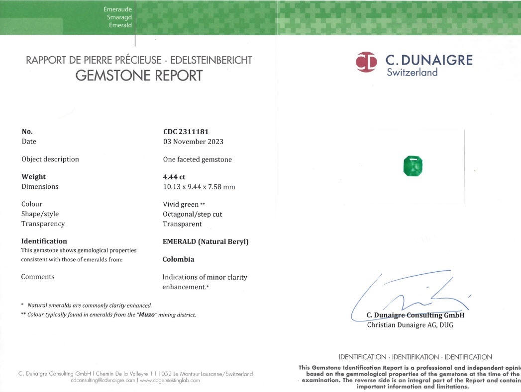 4.44 Ct. Emerald from Colombia