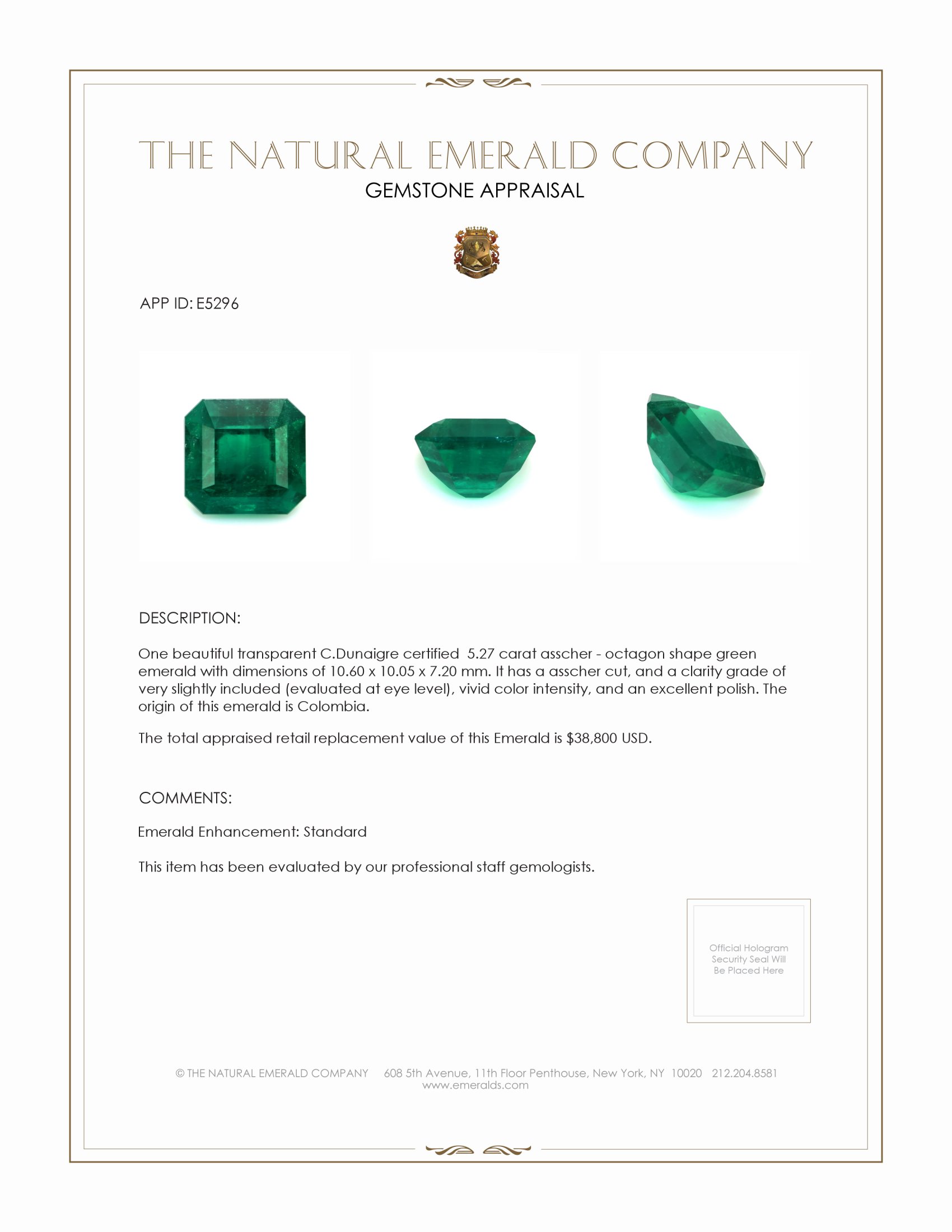 5.27 Ct. Emerald from Colombia