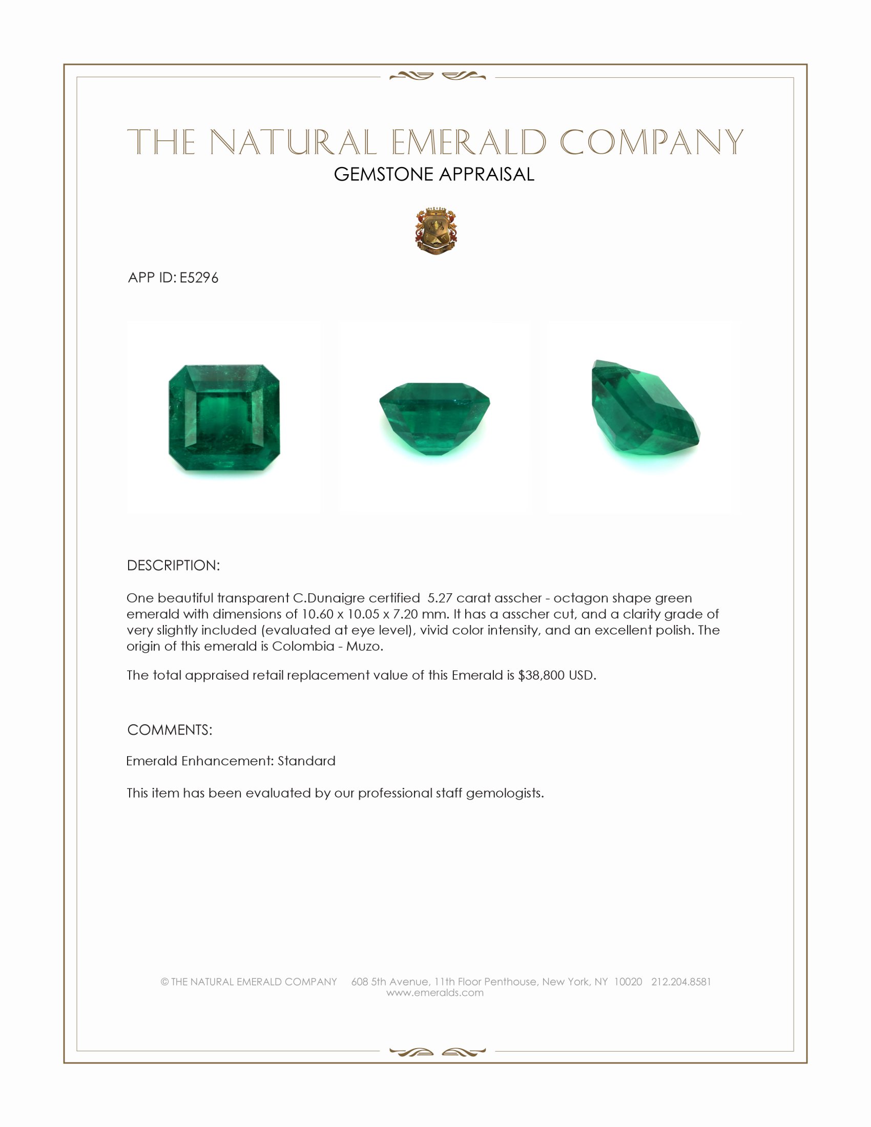 5.27 Ct. Emerald from Colombia - Muzo