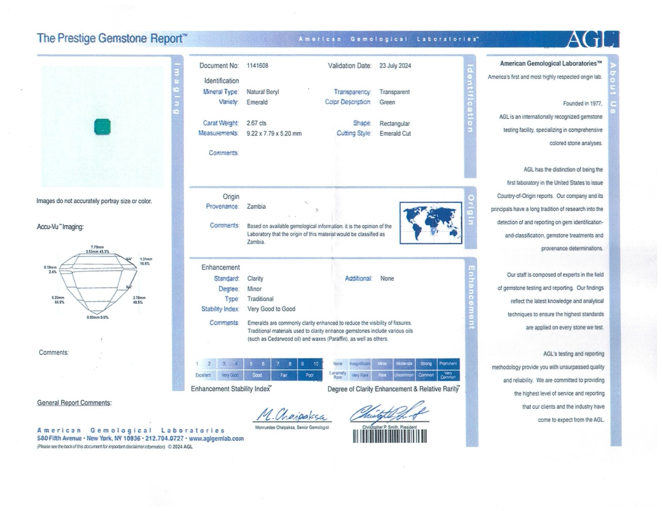 2.67 Ct. Emerald from Zambia