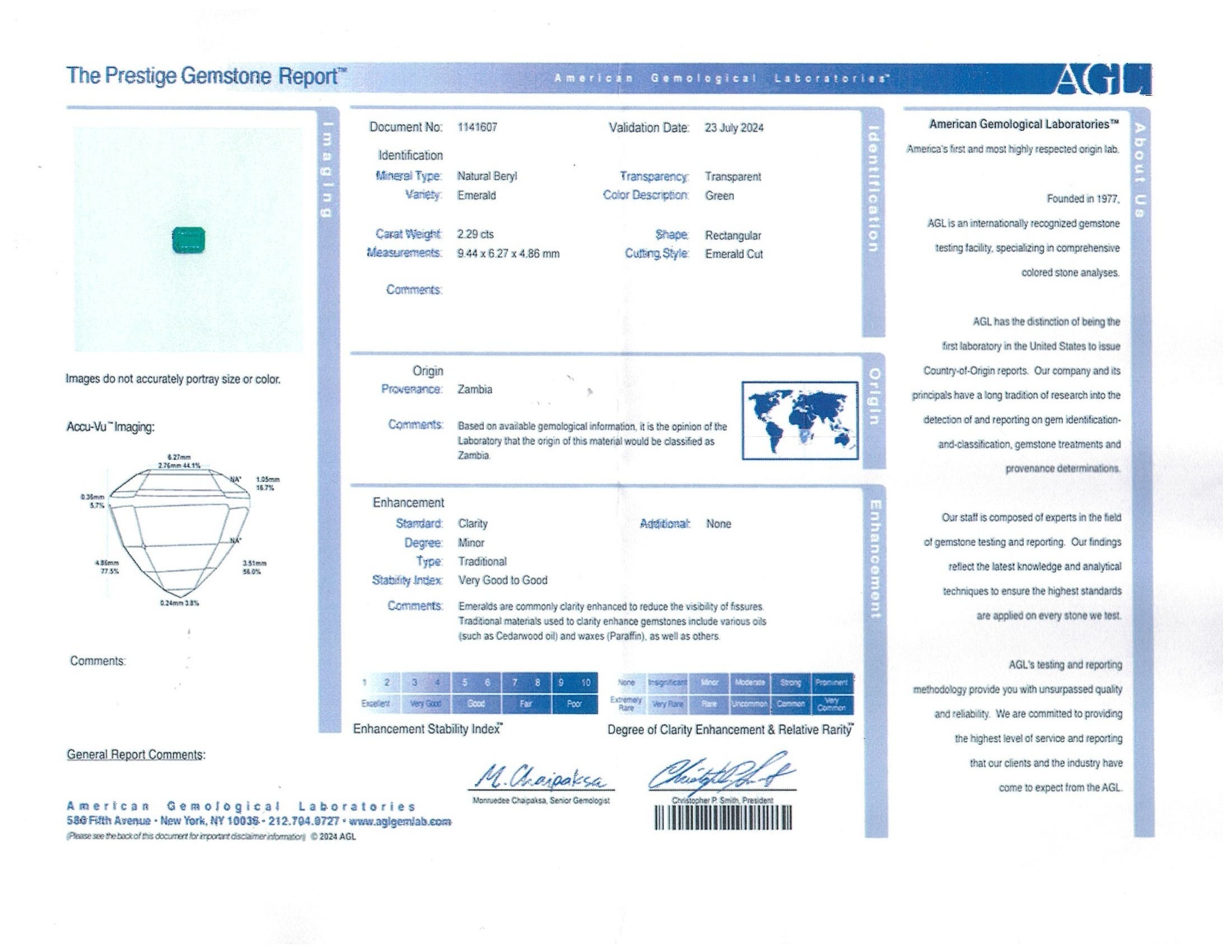 2.29 Ct. Emerald from Zambia