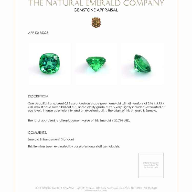 0.93 Ct. Emerald from Zambia