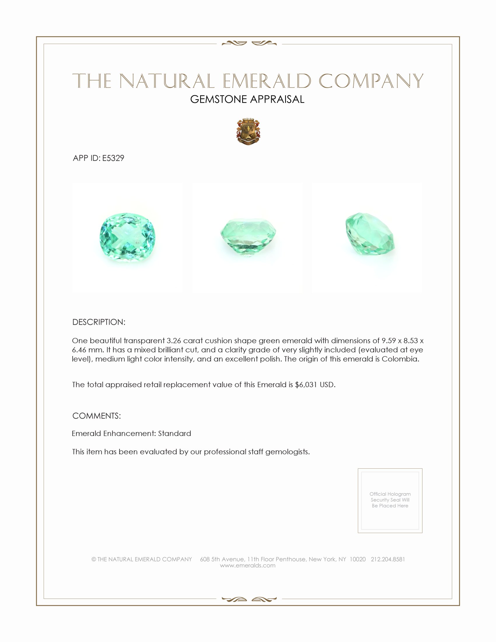 3.26 Ct. Emerald from Colombia