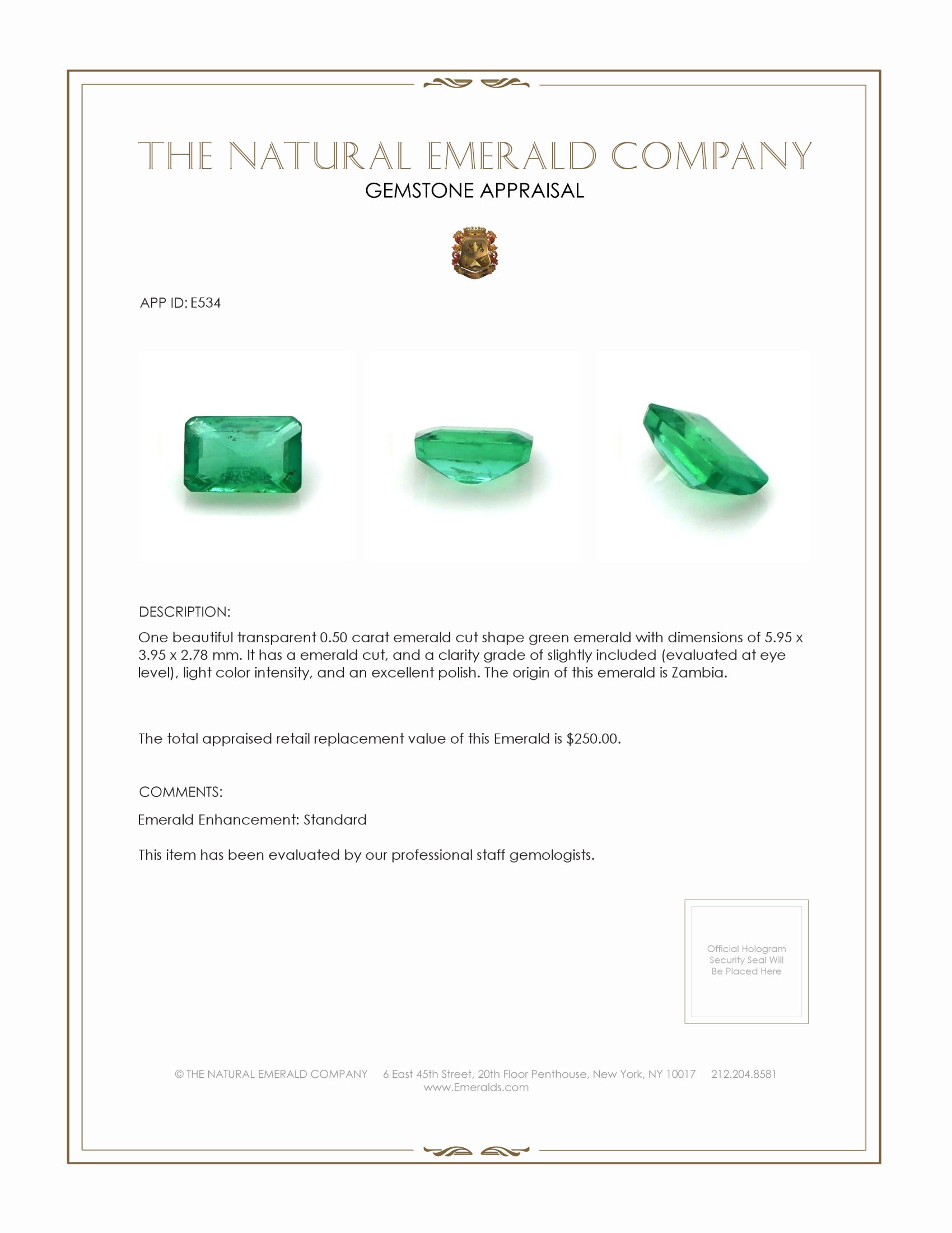 0.50 Ct. Emerald from Zambia