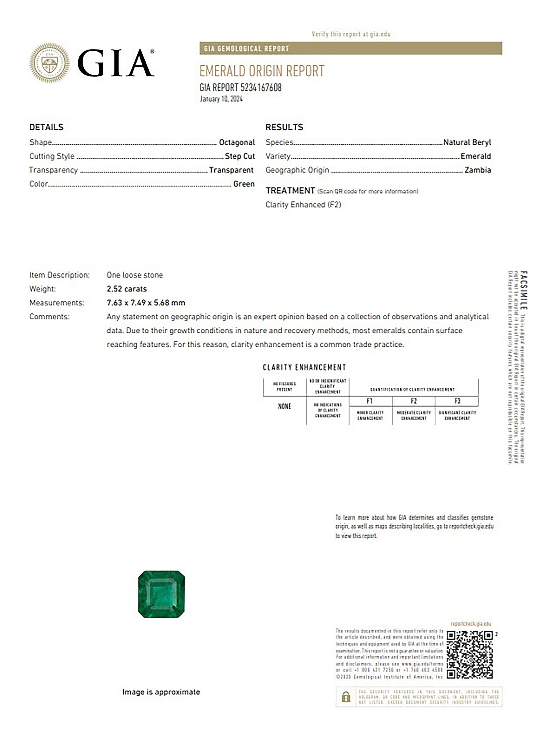 2.52 Ct. Emerald from Zambia