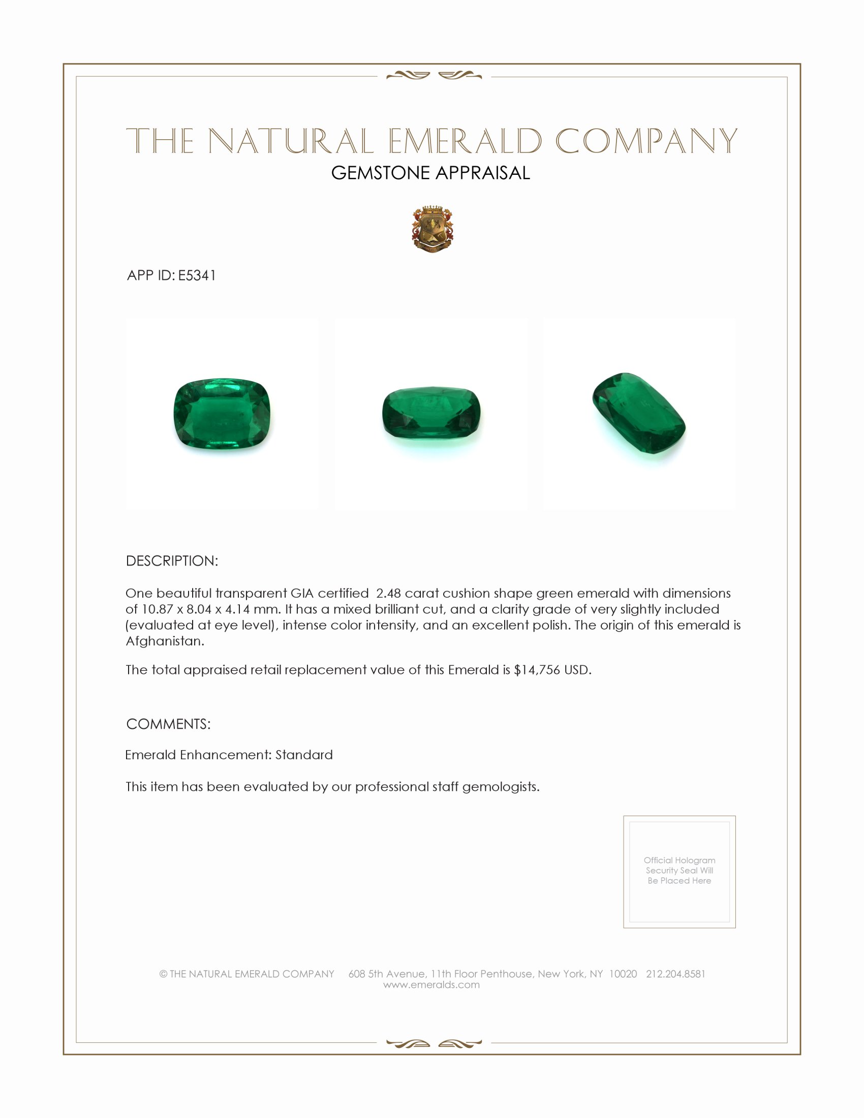 2.48 Ct. Emerald from Afghanistan