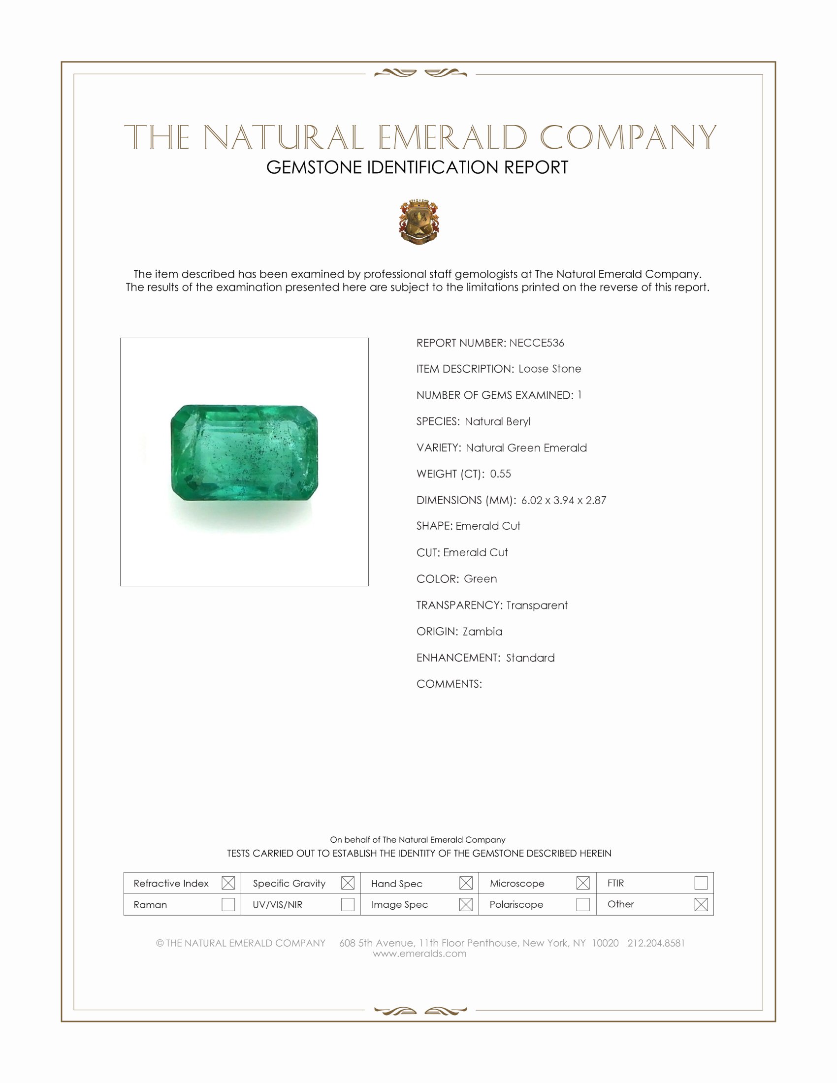 0.55 Ct. Emerald from Zambia