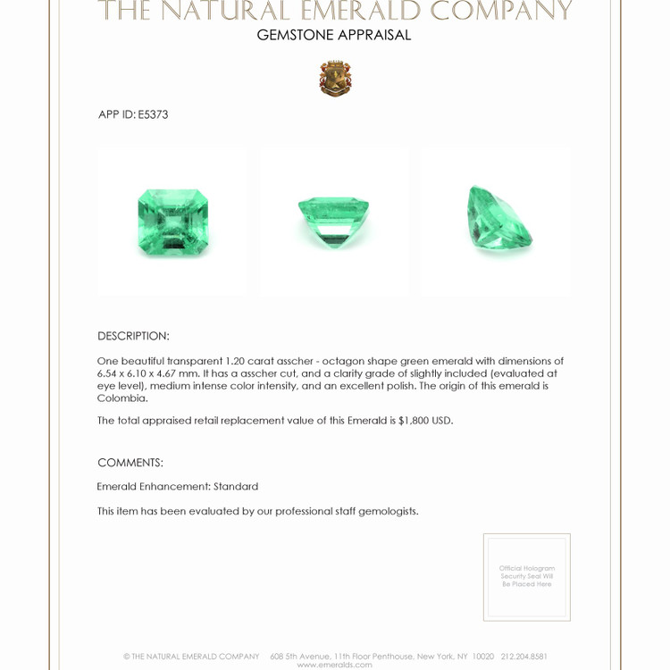 1.20 Ct. Emerald from Colombia
