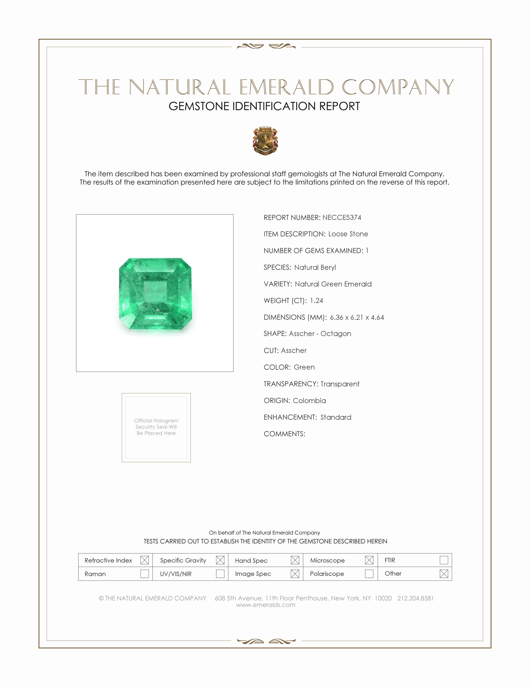 1.24 Ct. Emerald from Colombia