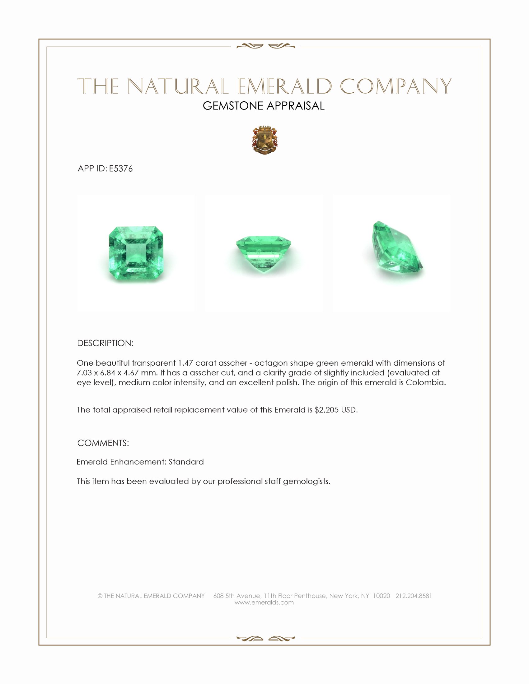 1.47 Ct. Emerald from Colombia