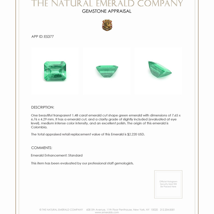 1.48 Ct. Emerald from Colombia