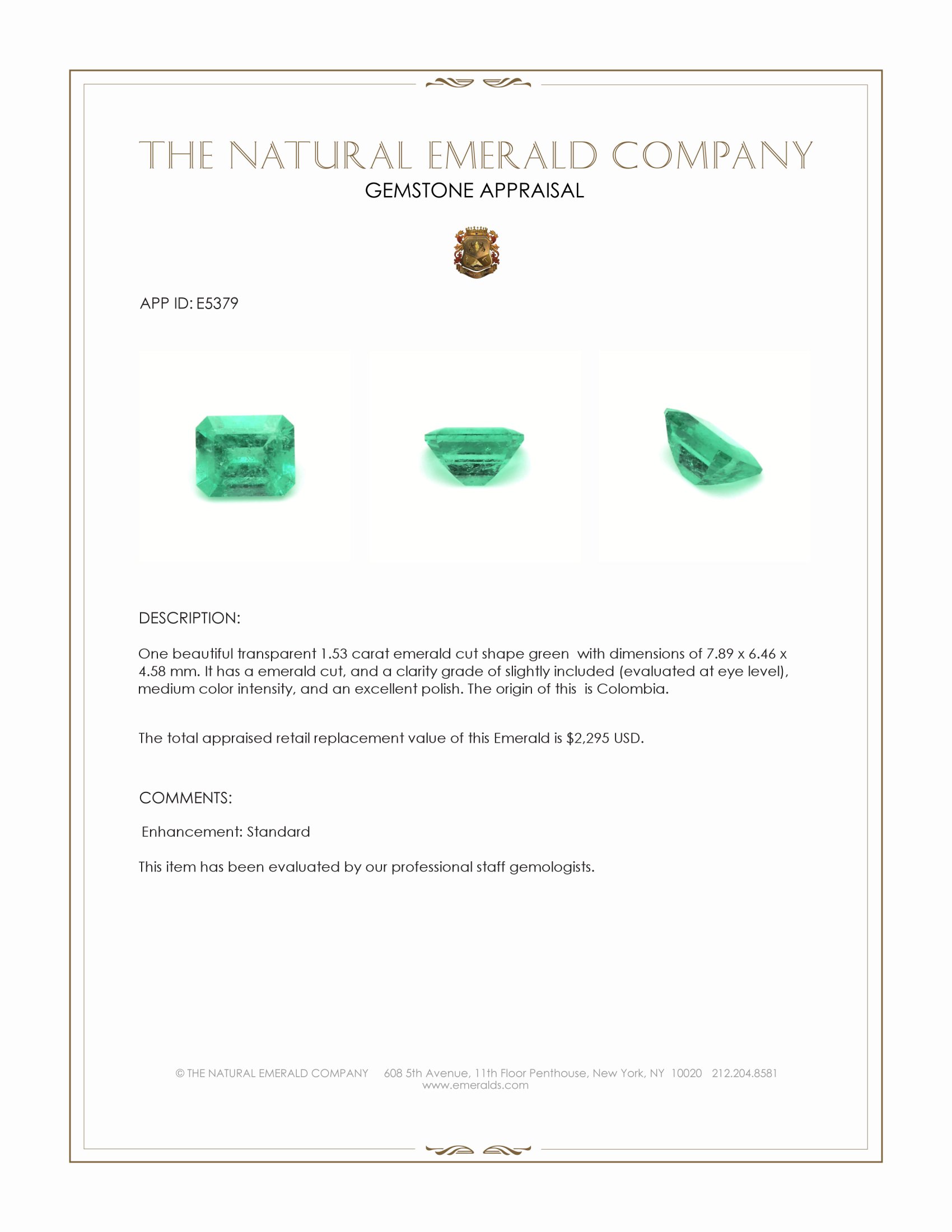 1.53 Ct. Emerald from Colombia