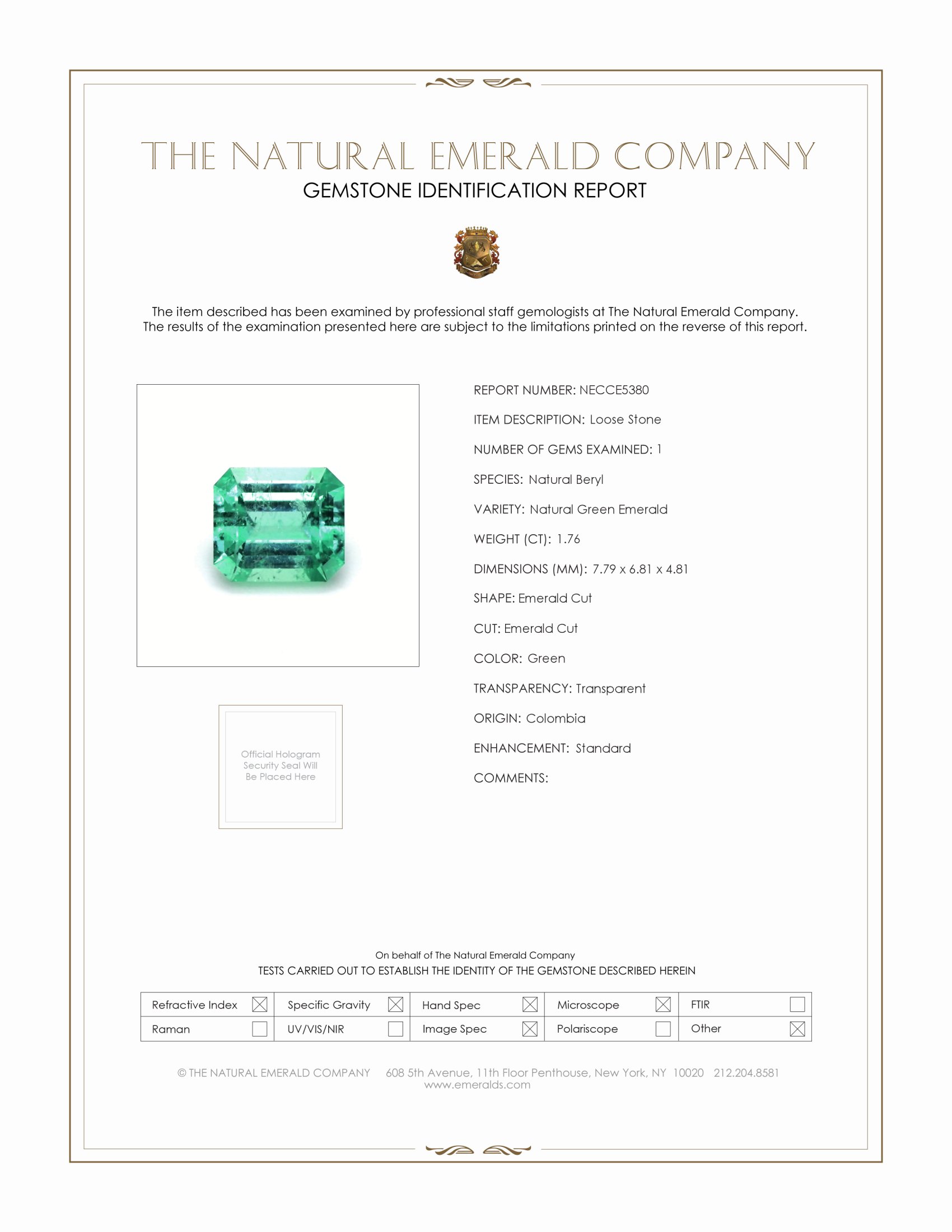 1.76 Ct. Emerald from Colombia