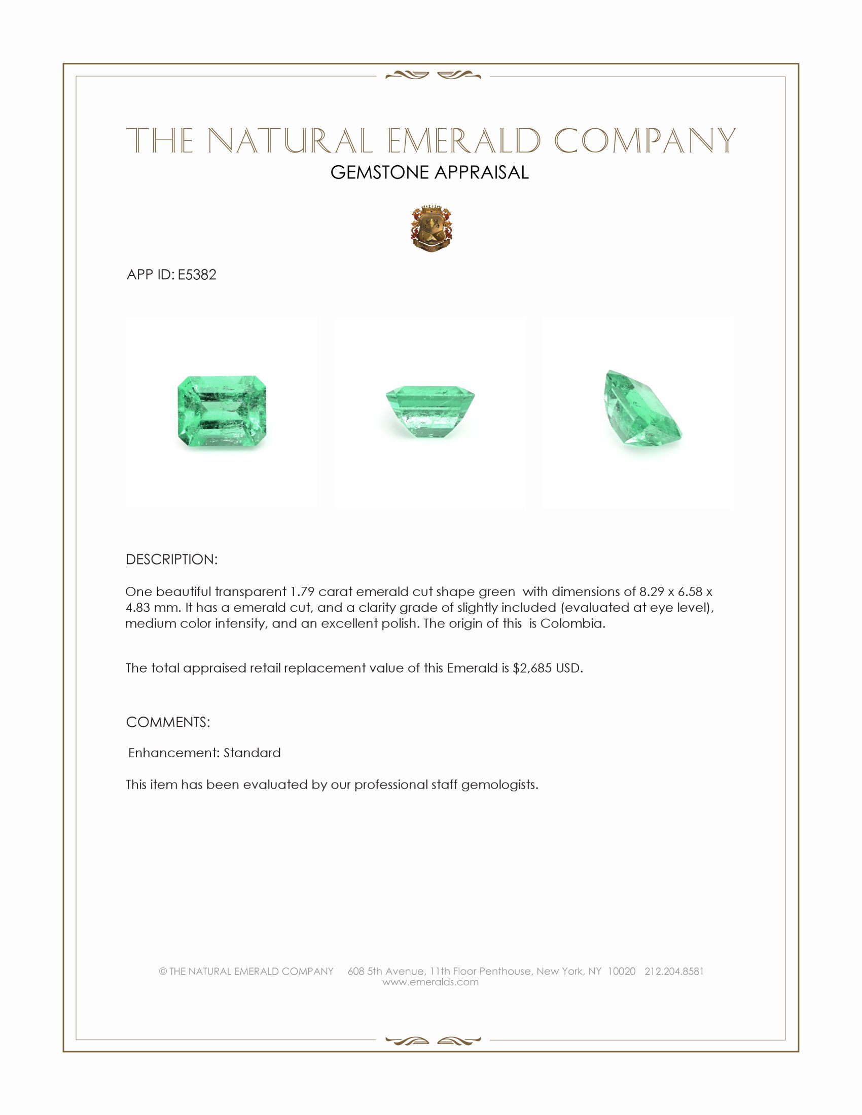 1.79 Ct. Emerald from Colombia