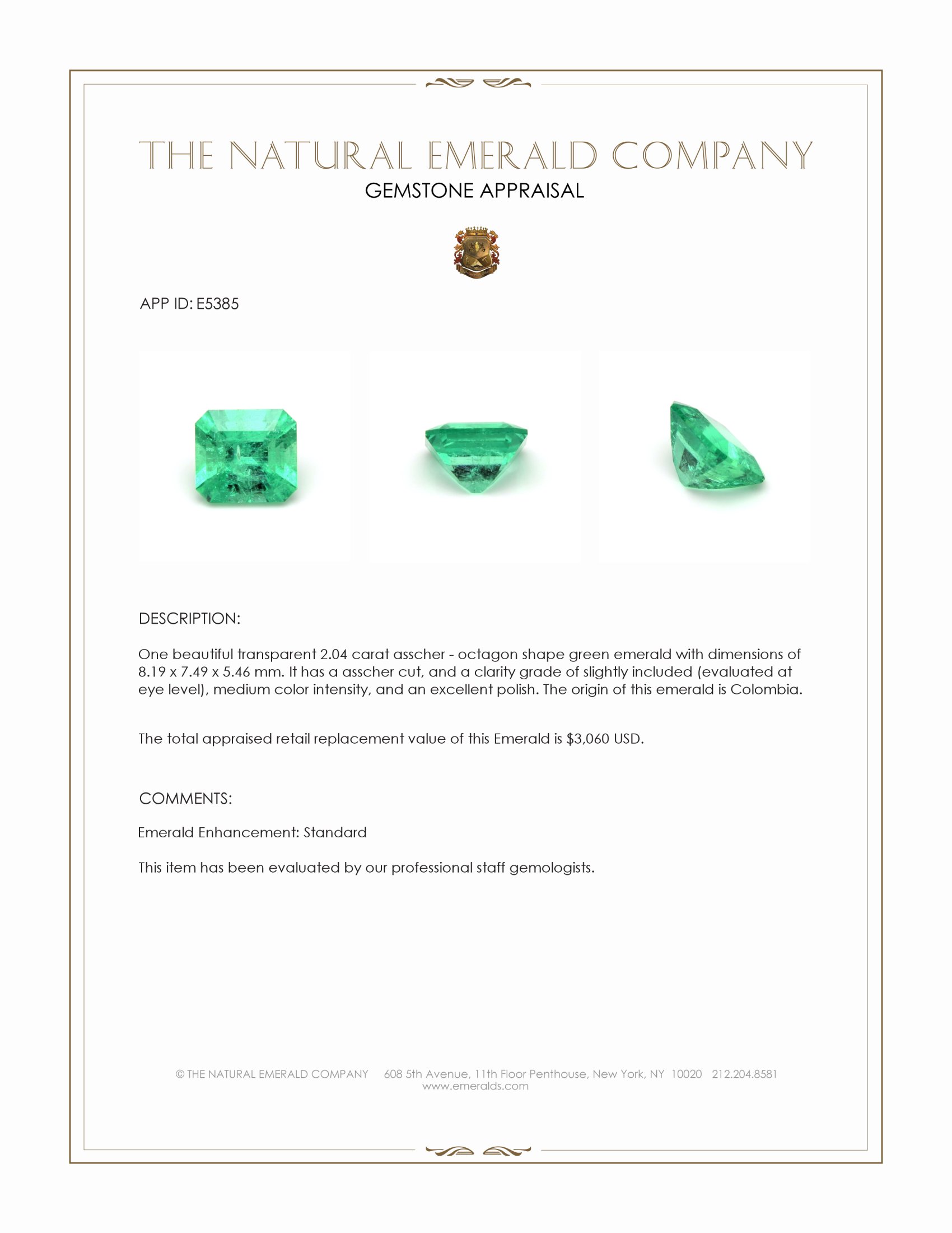 2.04 Ct. Emerald from Colombia