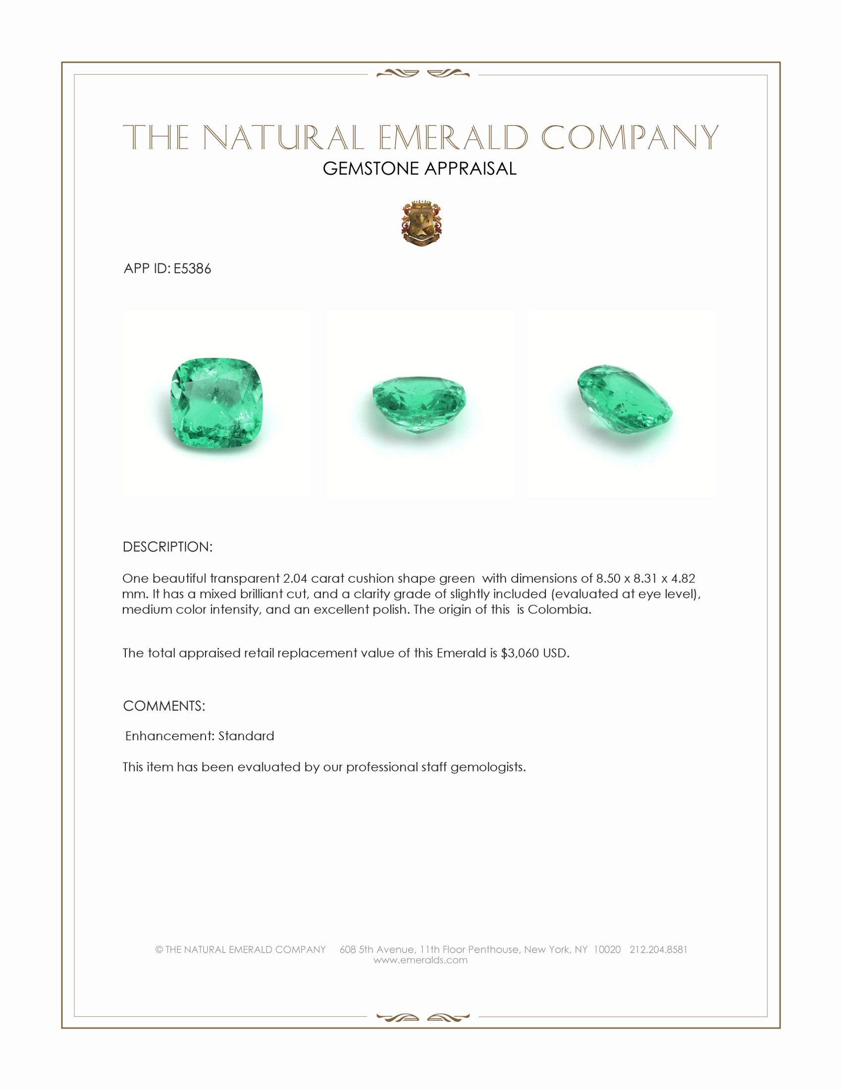 2.04 Ct. Emerald from Colombia