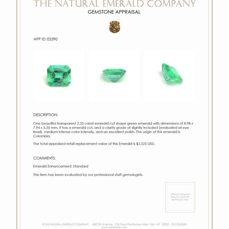 2.35 Ct. Emerald from Colombia
