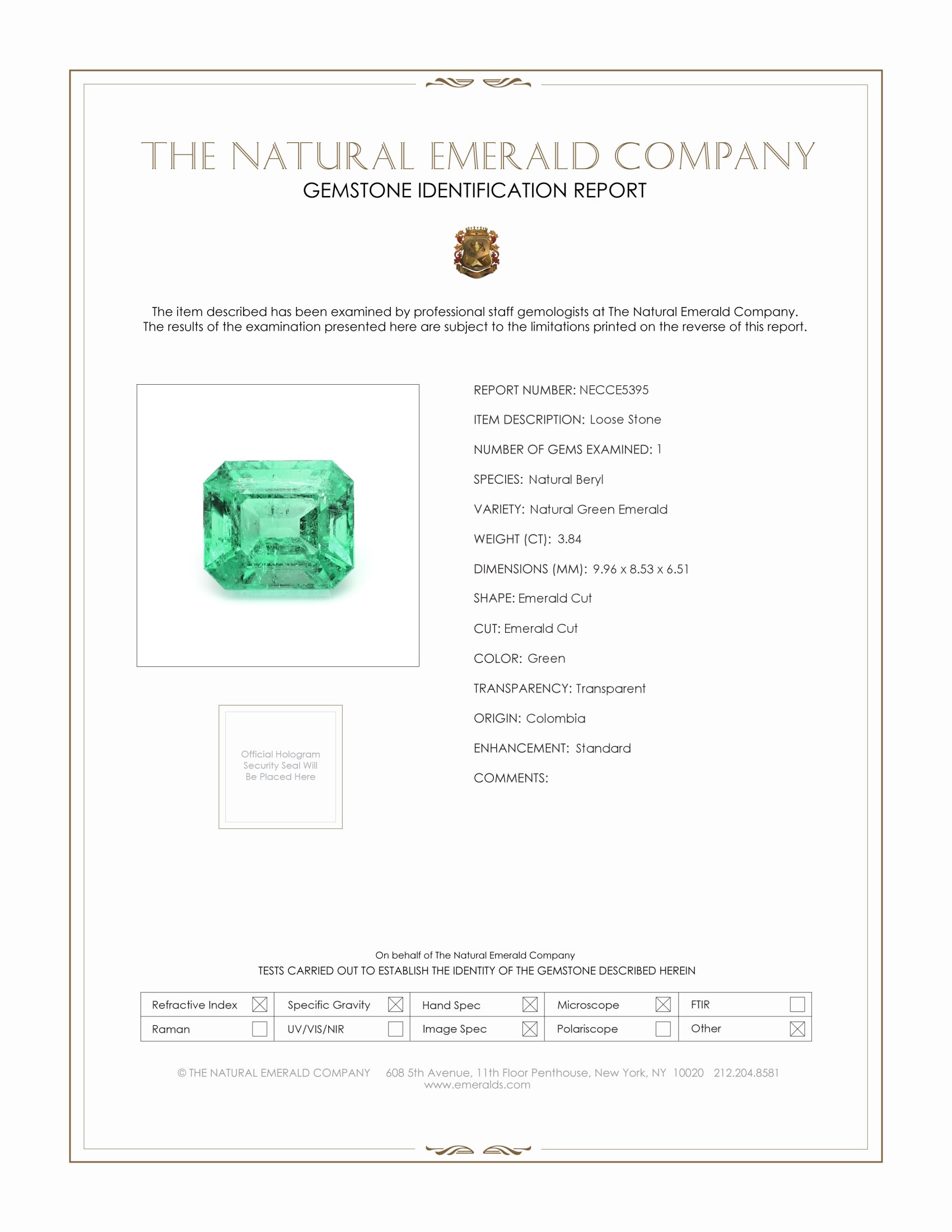 3.84 Ct. Emerald from Colombia