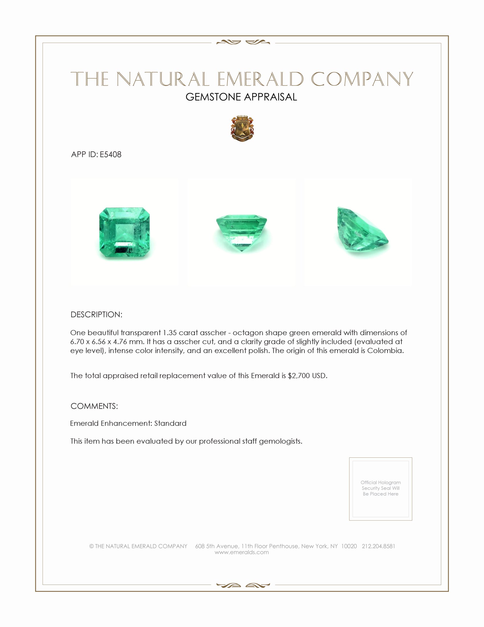 1.35 Ct. Emerald from Colombia