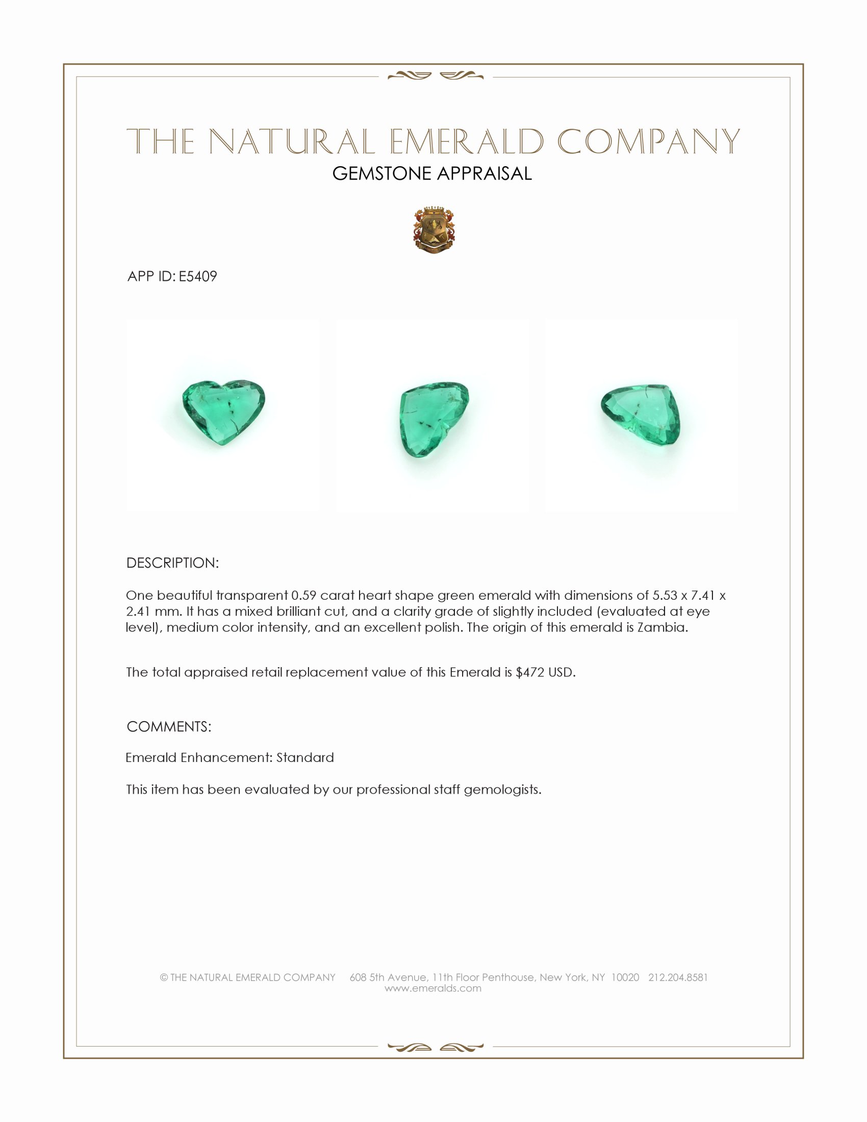 0.59 Ct. Emerald from Zambia