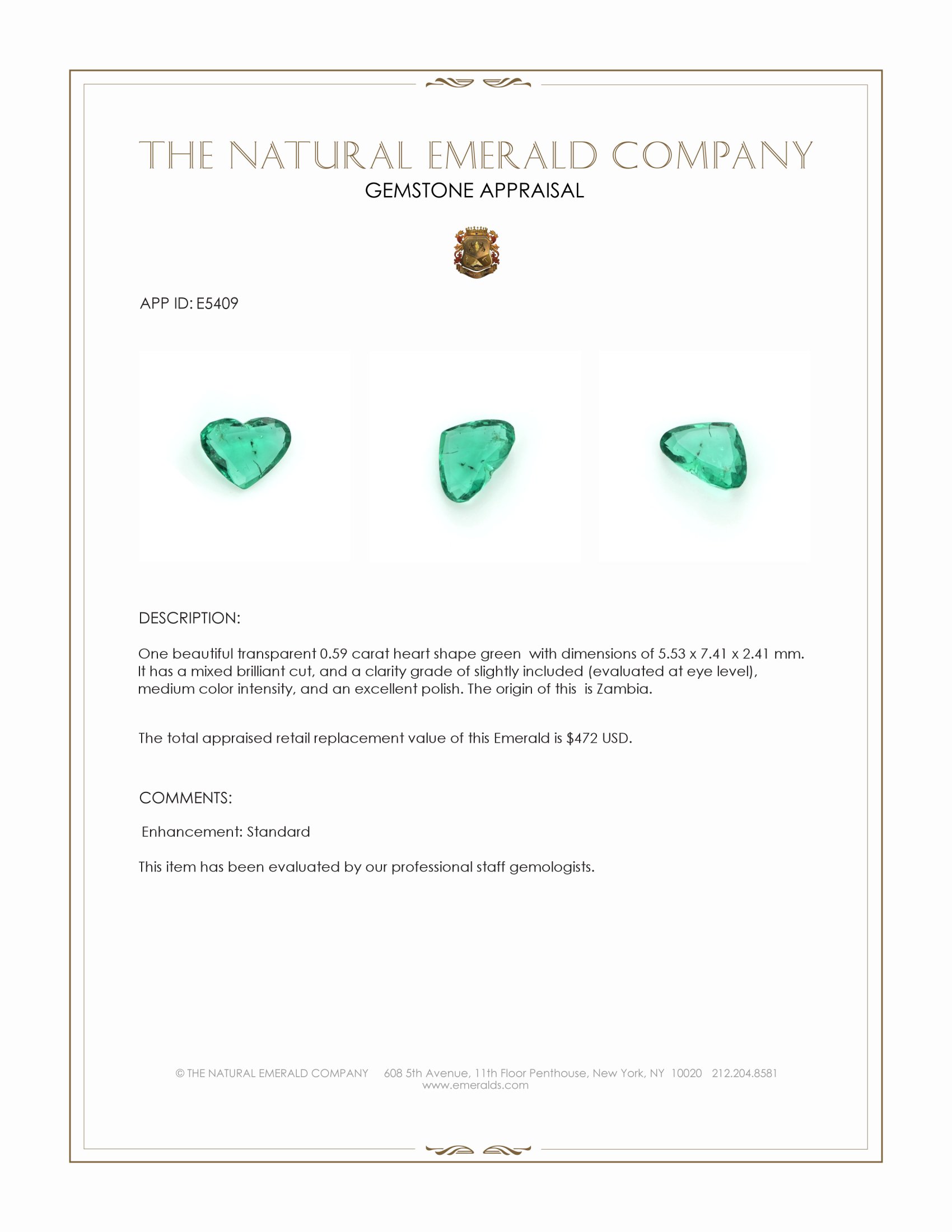 0.59 Ct. Emerald from Zambia