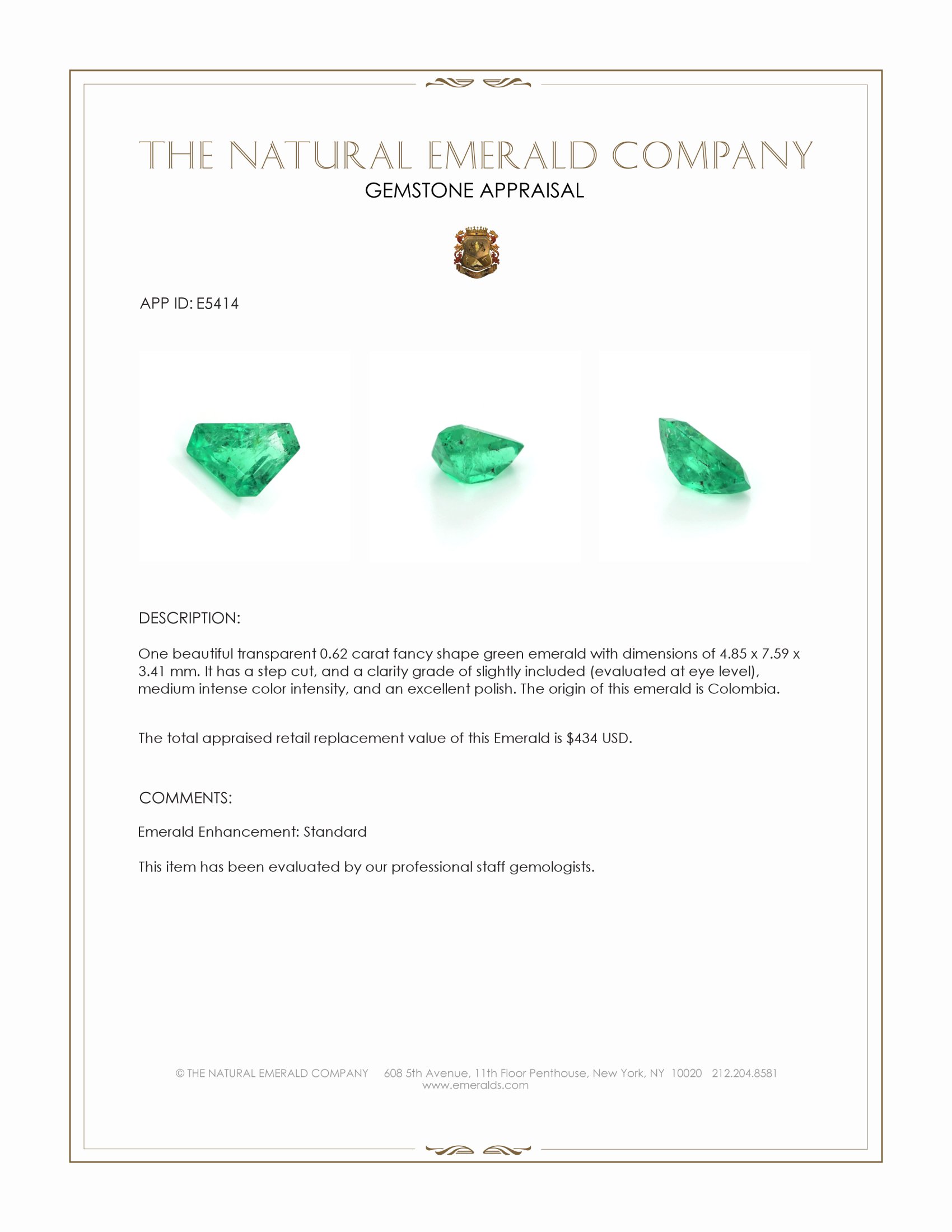 0.62 Ct. Emerald from Colombia