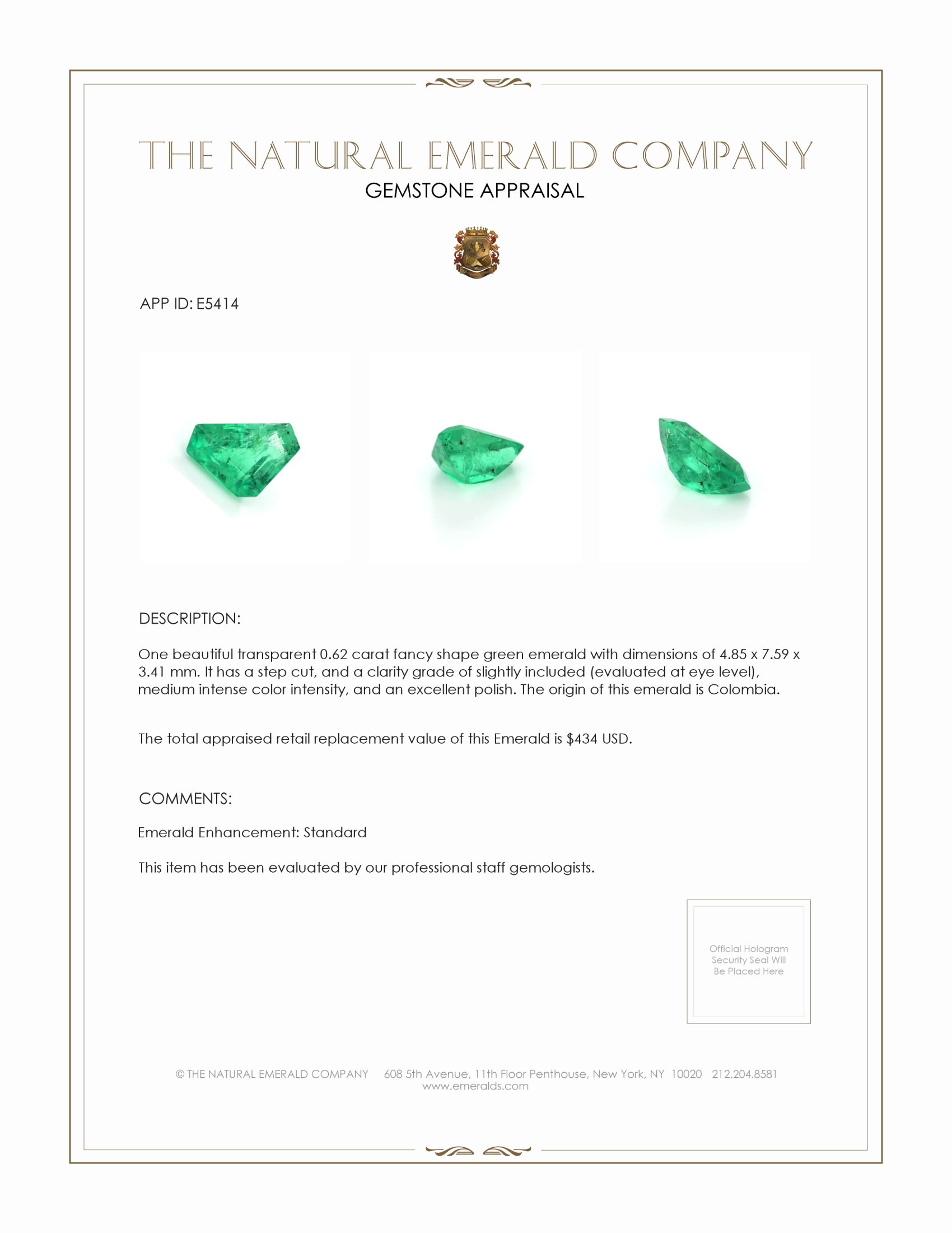0.62 Ct. Emerald from Colombia