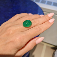 14.48 Ct. Cabochon Emerald from Zambia Life Style