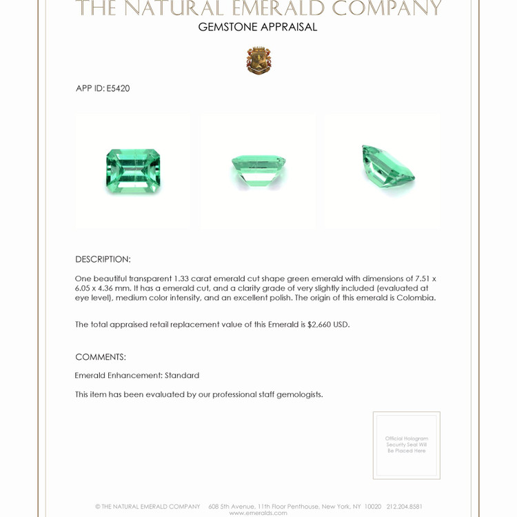 1.33 Ct. Emerald from Colombia