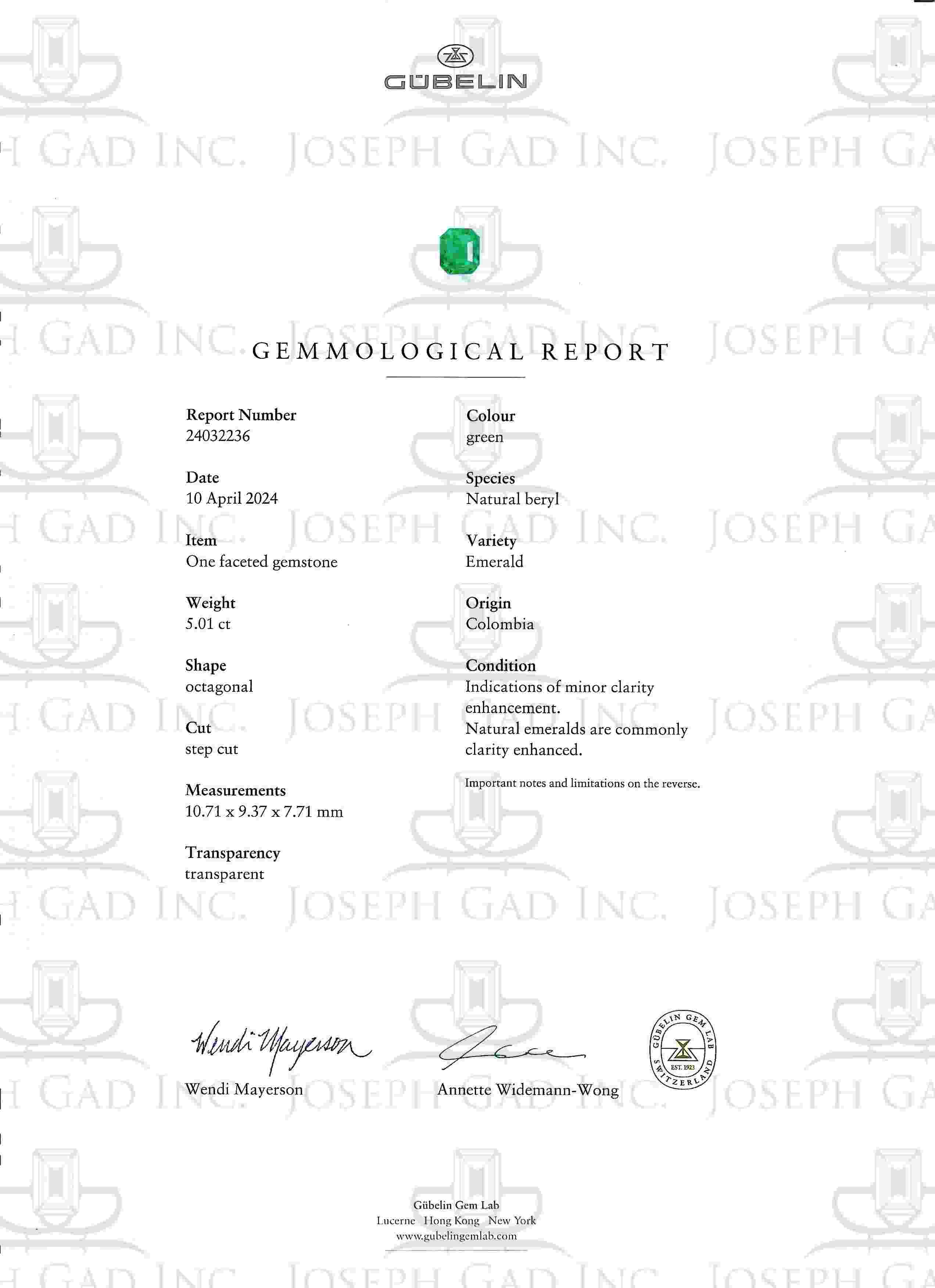 5.01 Ct. Emerald from Colombia