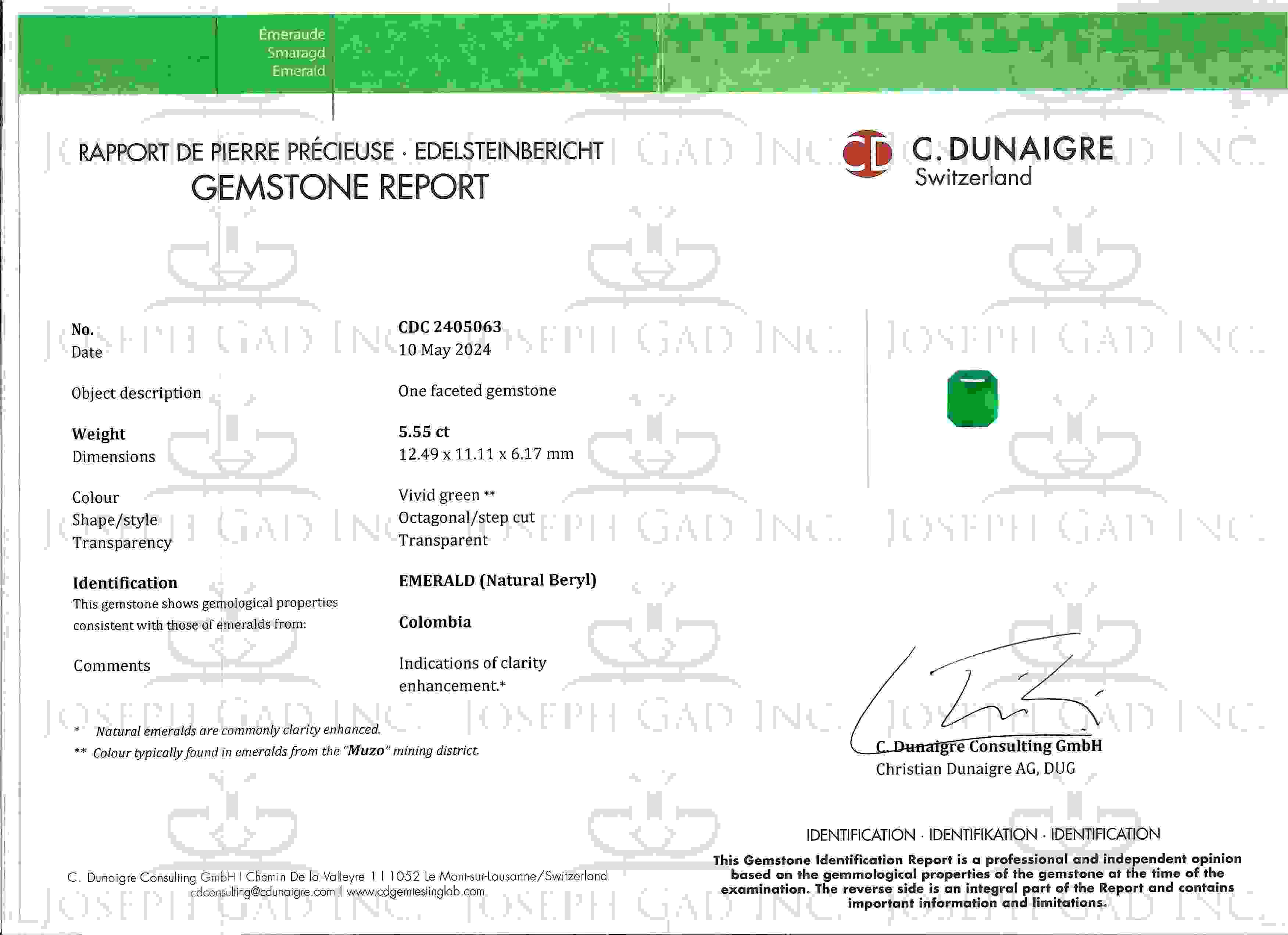 5.55 Ct. Emerald from Colombia - Muzo